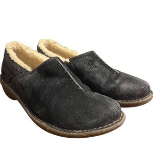 UGG Australia "Bettey" Black Suede Fleece Lined Slip-On Mule Clog‎ Women’s 8